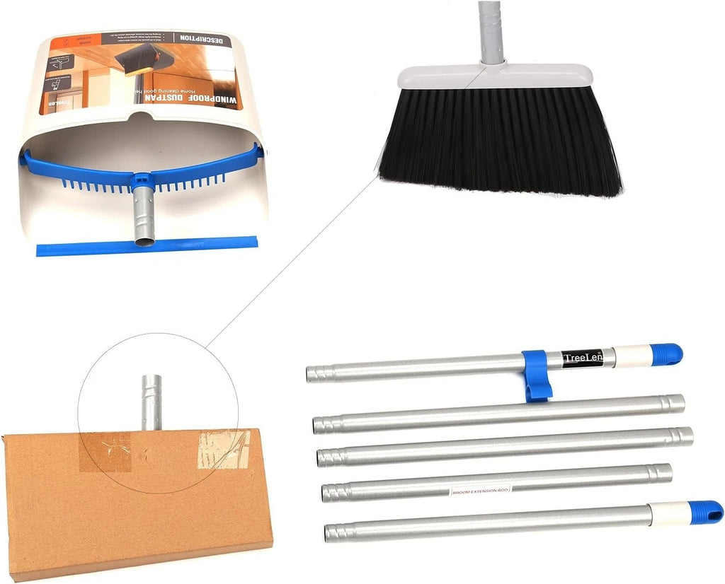 Durable Long Handle Broom with Dustpan Combo - Ideal for Indoor & Outdoor Use