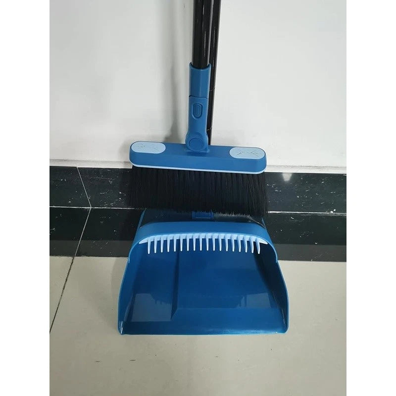 Dustpan & Brush Set Swivel Broom Extended Handle Indoor Cleaner Compact Storage