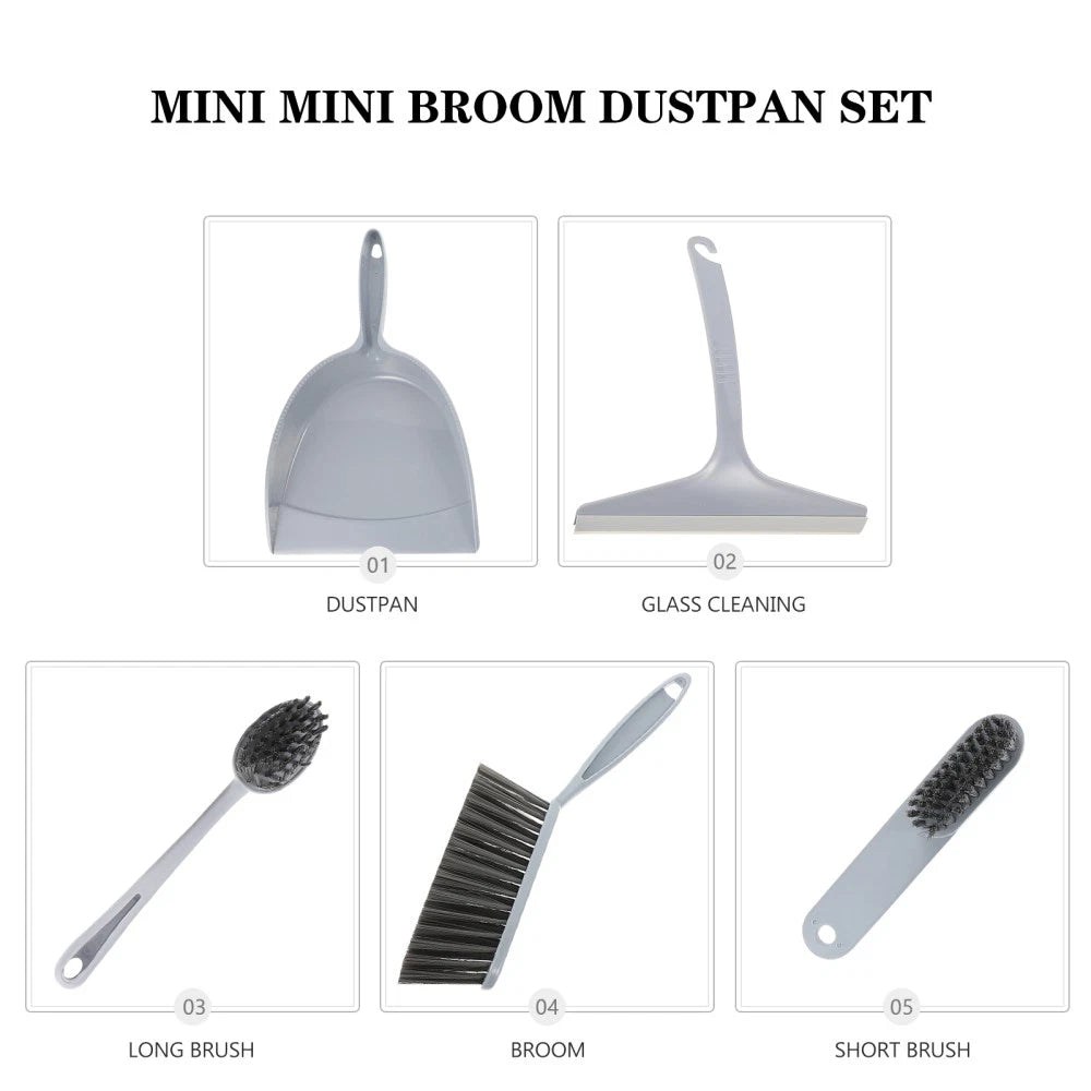 5 Pcs Broom Dustpan Child Mini Brooms Small Cleaning Brush for Desk