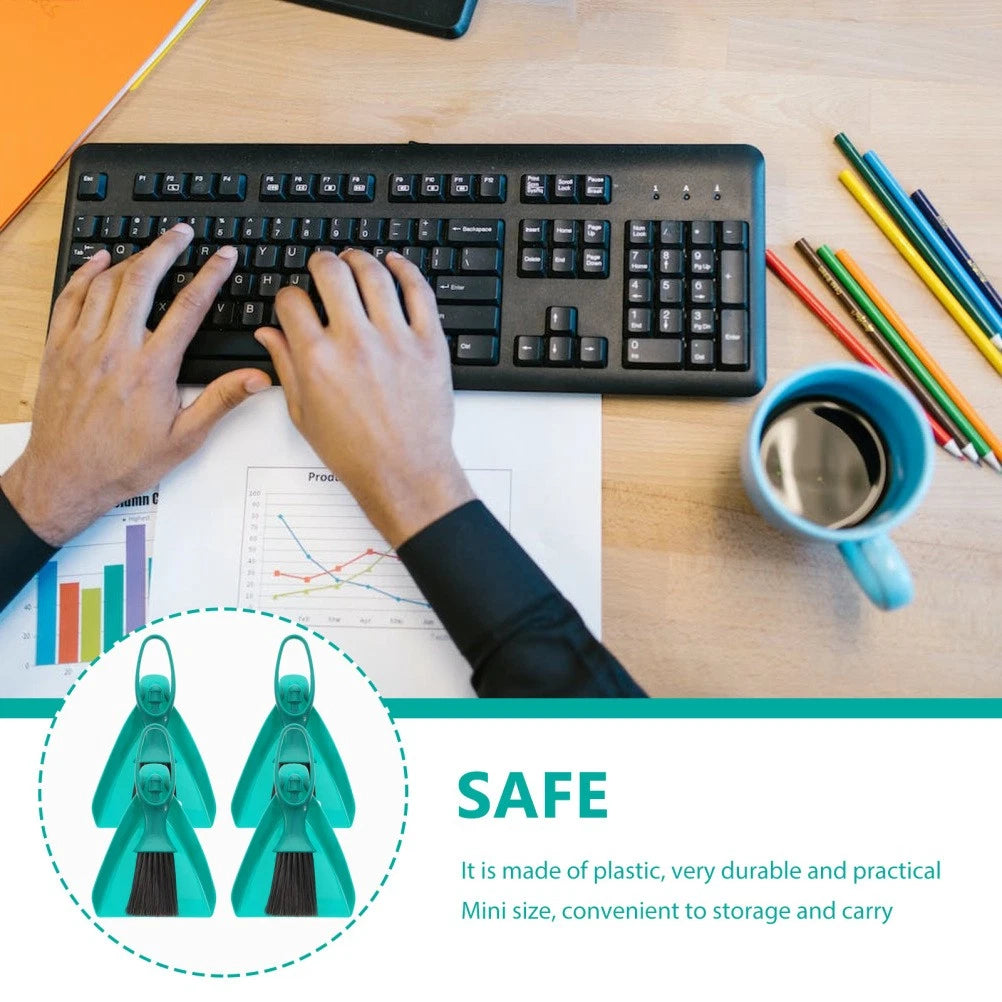 4 Sets Mini Broom Dustpan Cleaning Supplies for Housekeeping Desktop