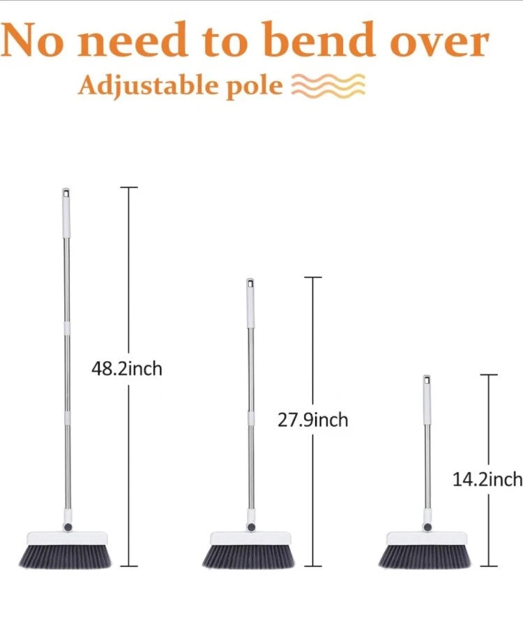 3pcs/set Long-Handled Stainless Steel Household Broom Dustpan Floor Brush Set