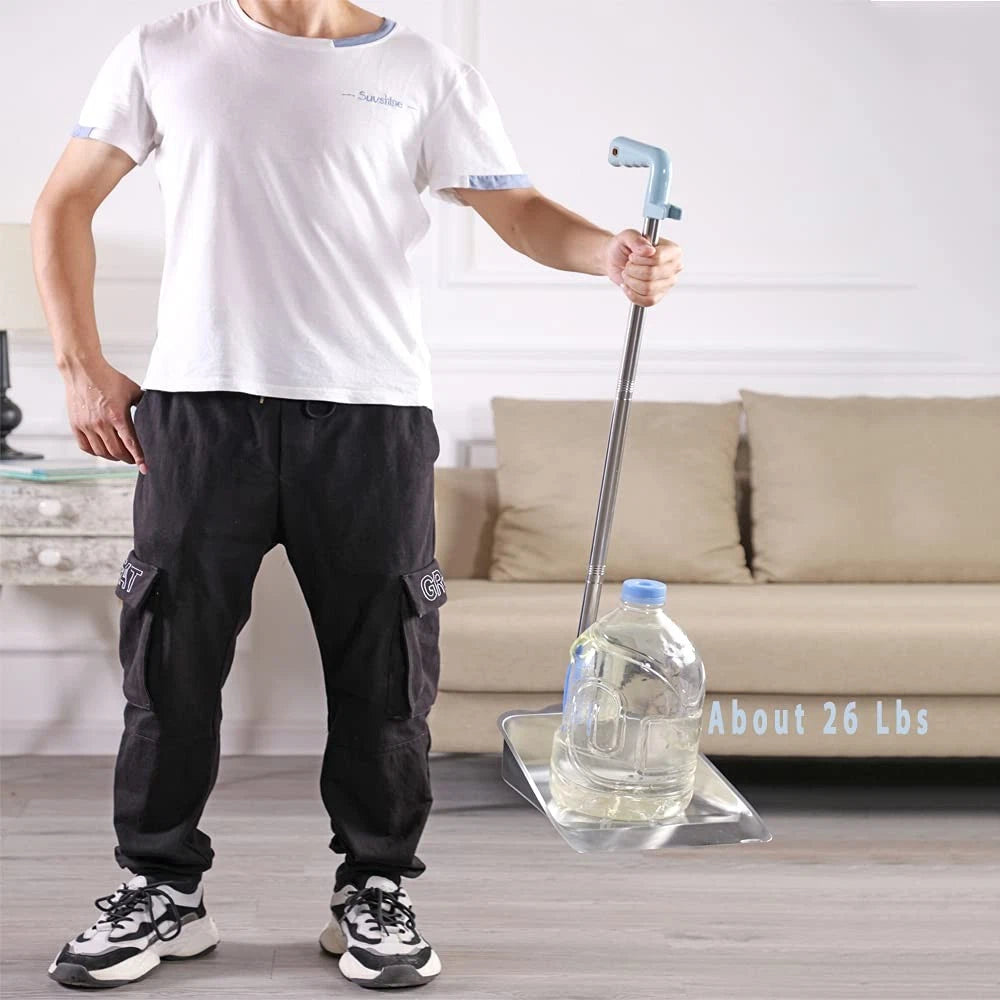 52" Long Handle Broom & 38" Heavy Duty Metal Dustpan Set for Home Kitchen