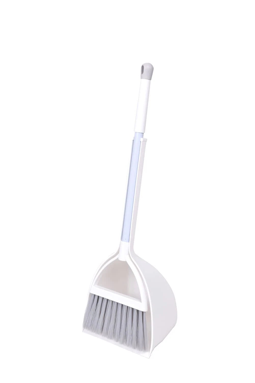 Mini Broom with Dustpan for Kids Little Housekeeping Helper Set White+Grey