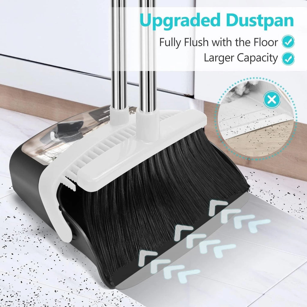 Effortless Cleaning with Long Handle Broom & Dustpan Set – Toothed Dustpan