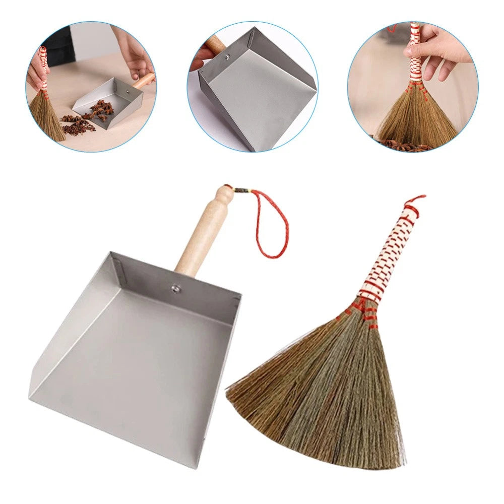Desktop Cleaning Kit Child Dustpan and Broom Set with Small Brush