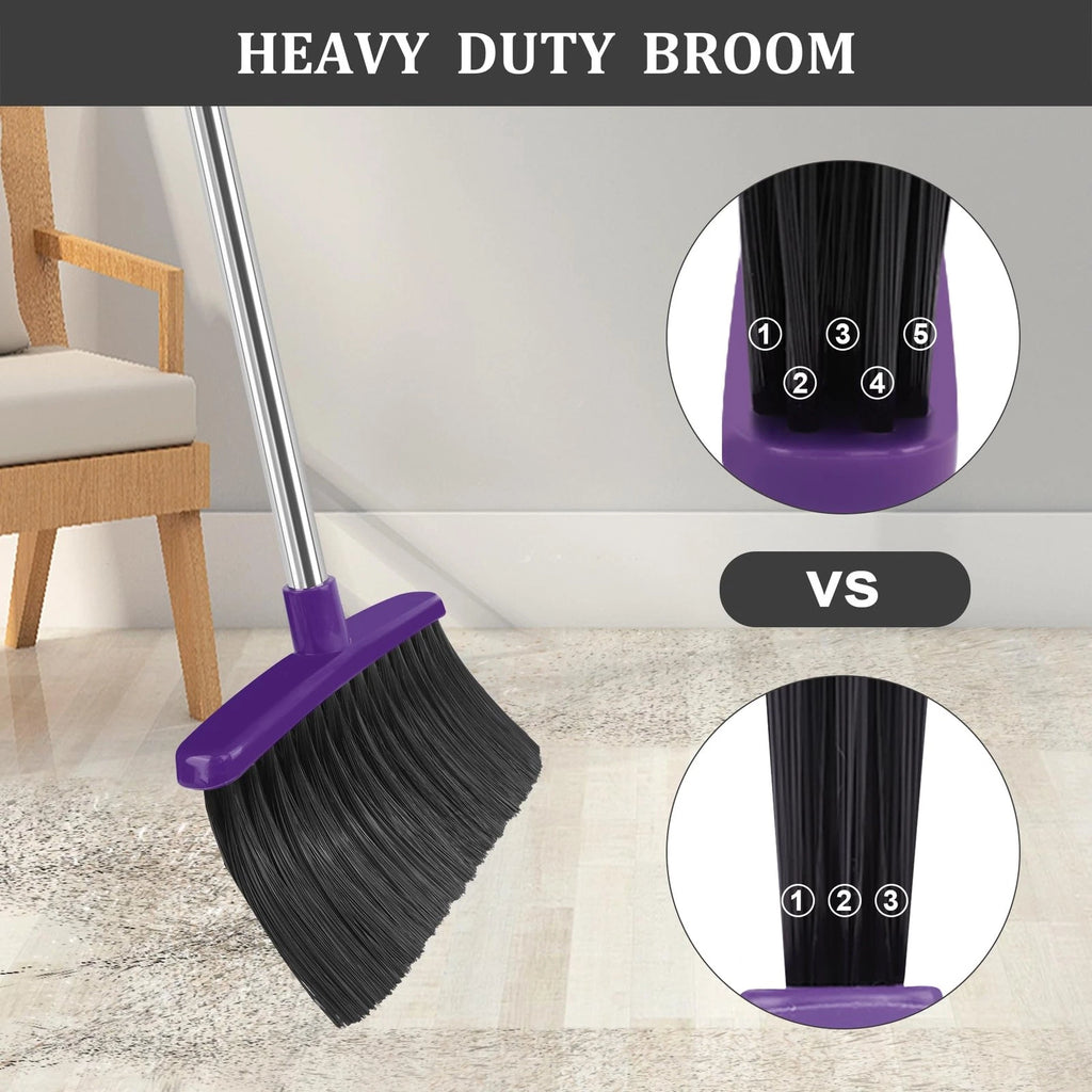 Broom and Dustpan Set, 51" Long Handle Broom with Dustpan Combo Set, Windproo...