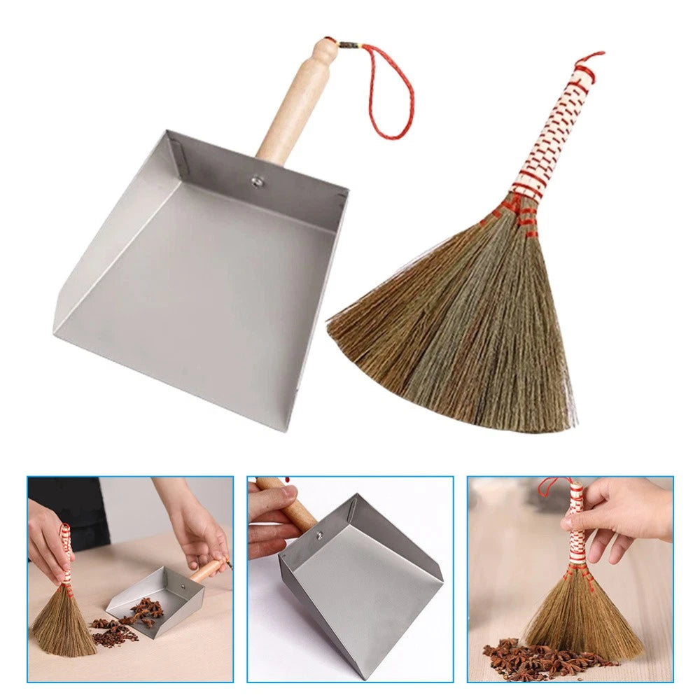 Desktop Cleaning Kit Child Dustpan and Broom Set with Small Brush