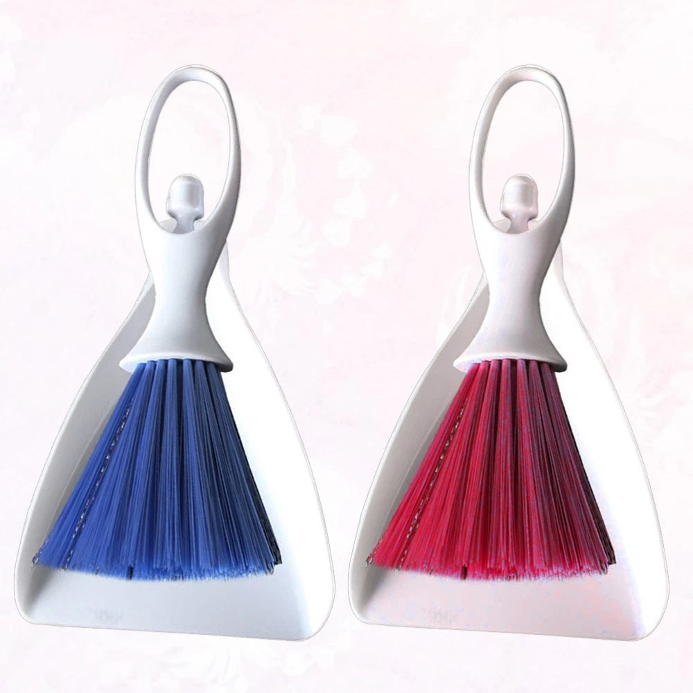 2 Sets Desktop Broom Portable Dustpan Brush Cleaner Household Supplies