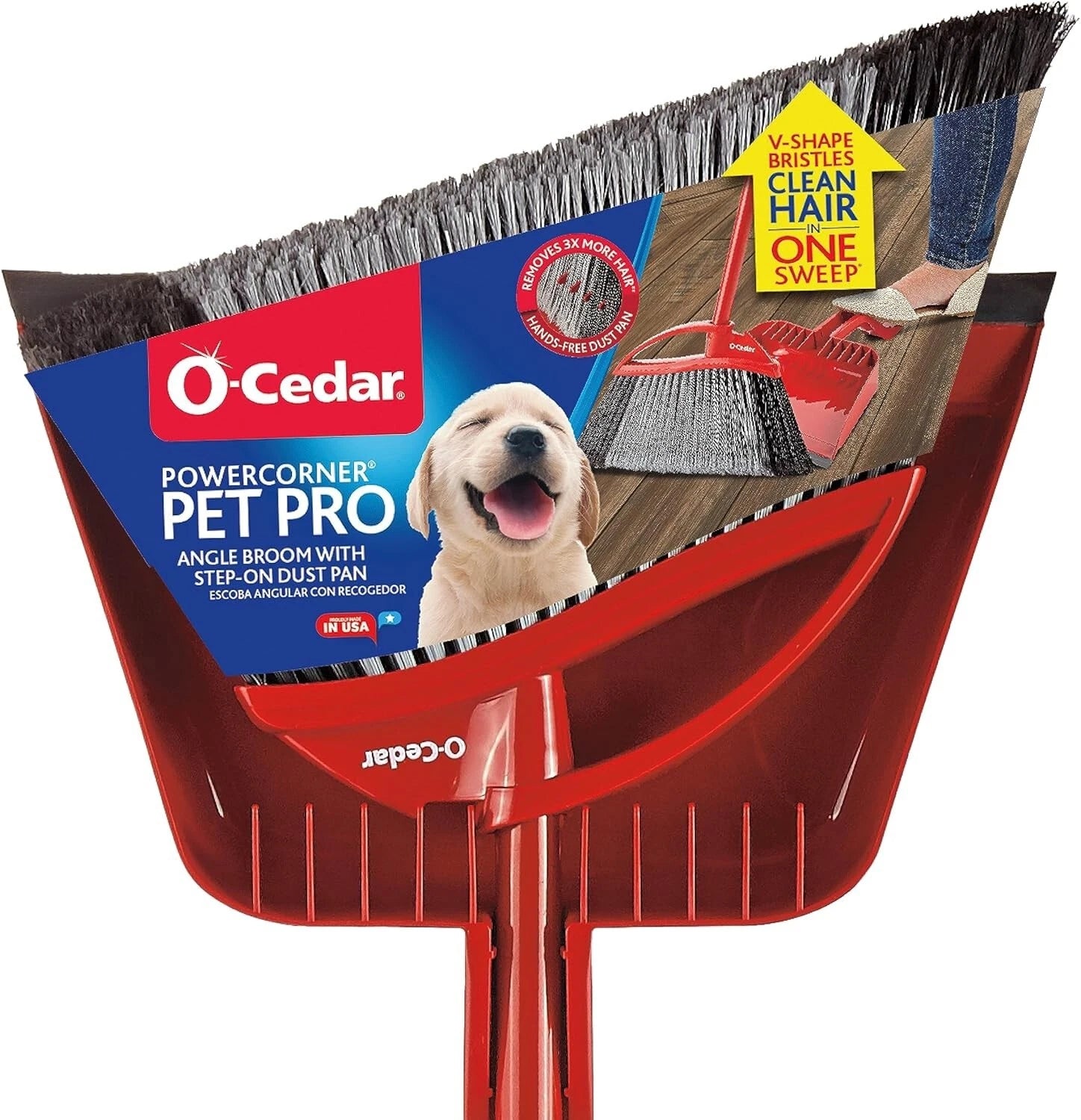 O-Cedar Pet Pro Broom with Step-On Dustpan | Remove 99% with One Sweep | Dustpan