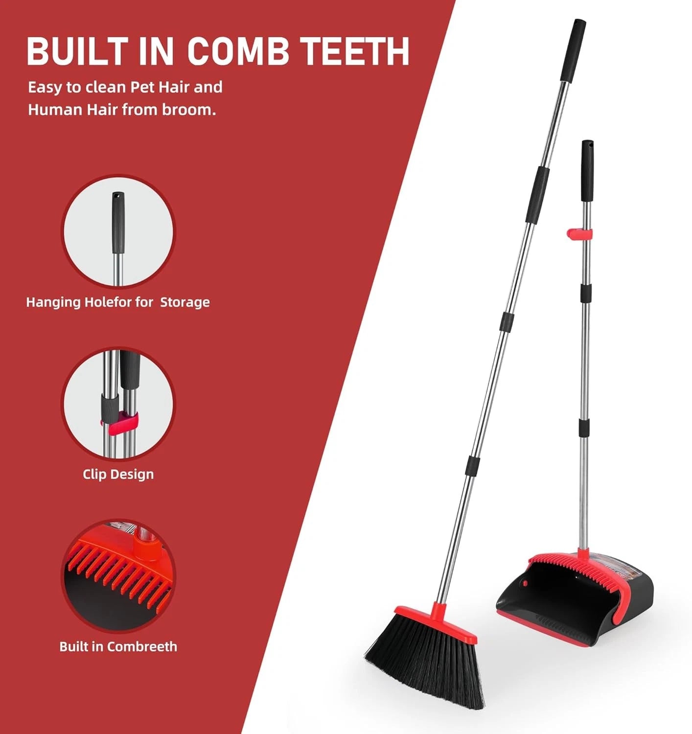 Broom and dustpan set, broom and dustpan combination set, for home use