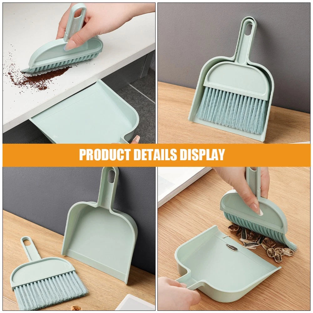 Desktop Broom Set Child Mini Dust Pan Car Cleaning Brush Interior