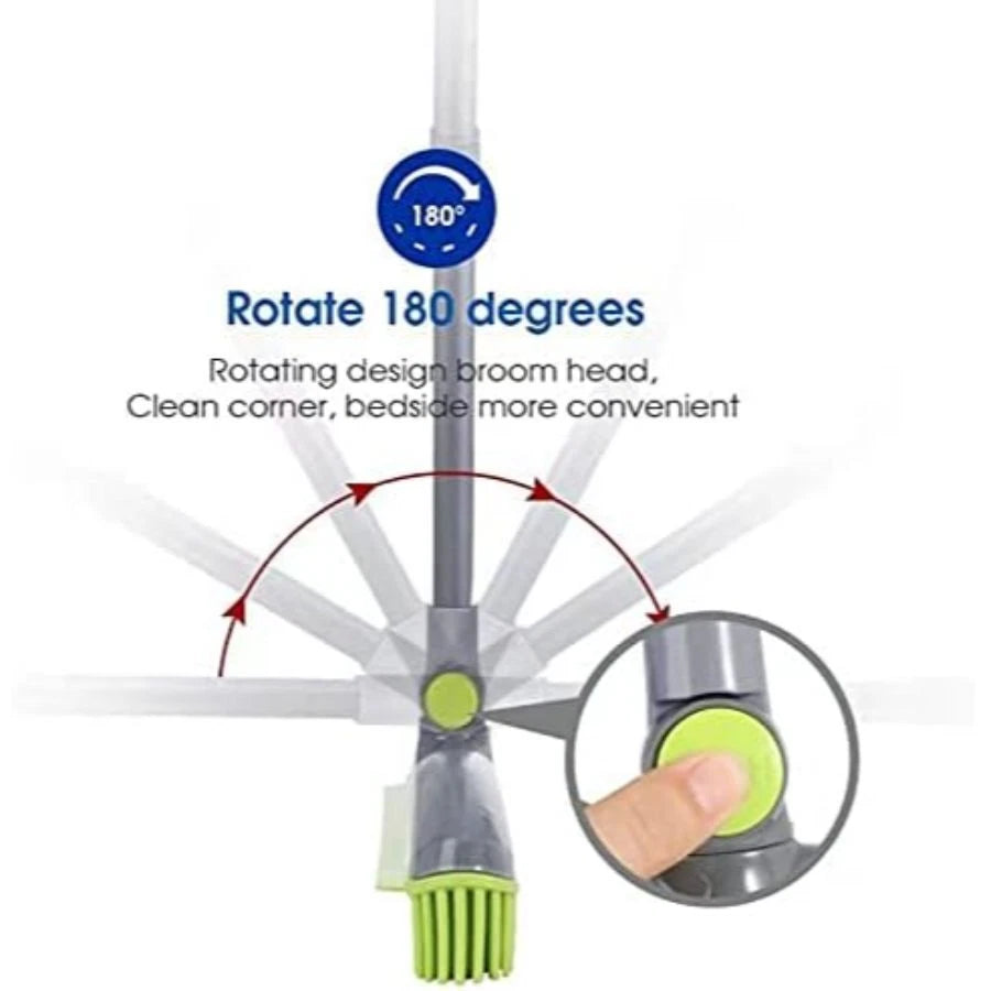 Adjustable Rubber Push Broom & Dustpan Set, Self Cleaning for Home, Office