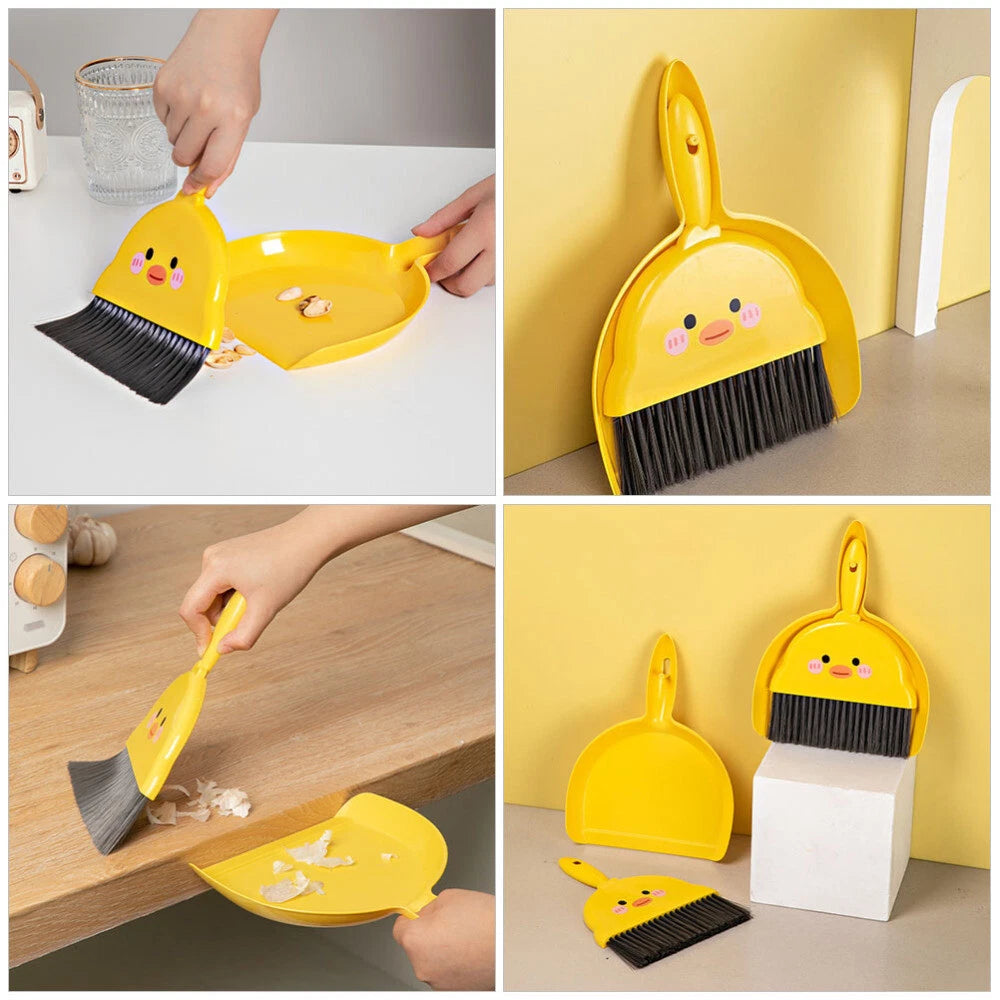 2 Sets Small Dustpan and Brush Mini Broom Child Sweeping Tool Table