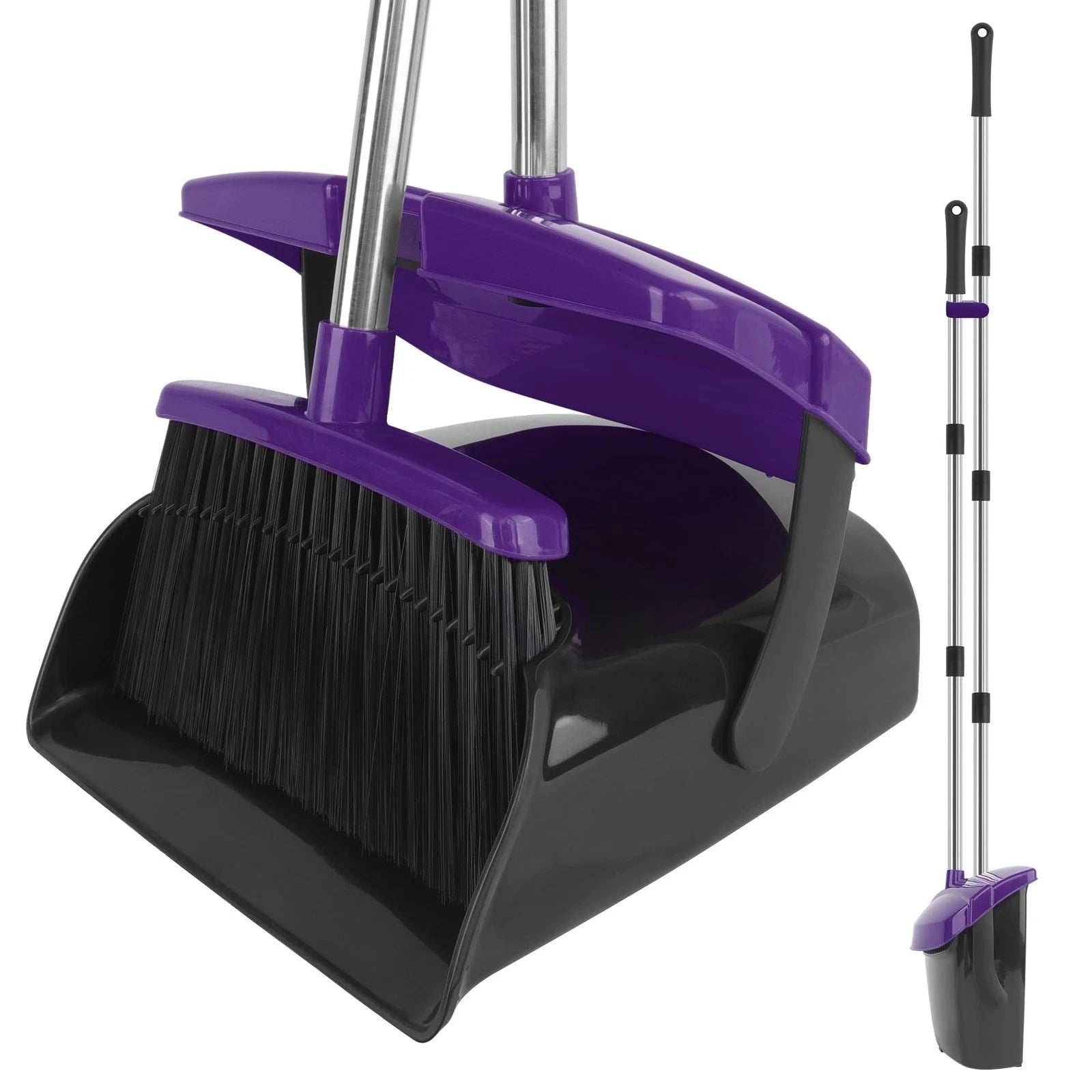 Broom and Dustpan Set, 51" Long Handle Broom with Dustpan Combo Set, Windproo...