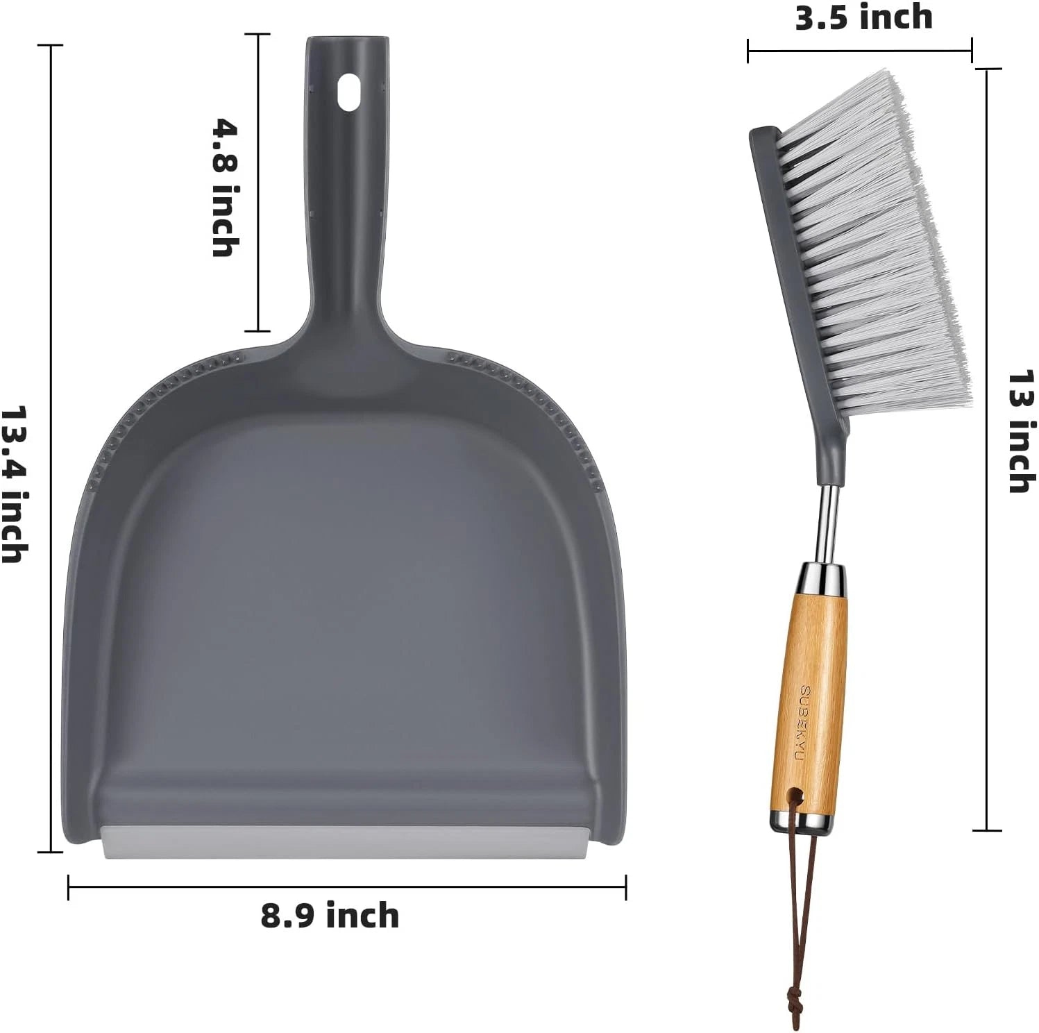 Dustpan and Brush Set, Stainless Steel Handle, Hand Mini Broom for Home Cleaning