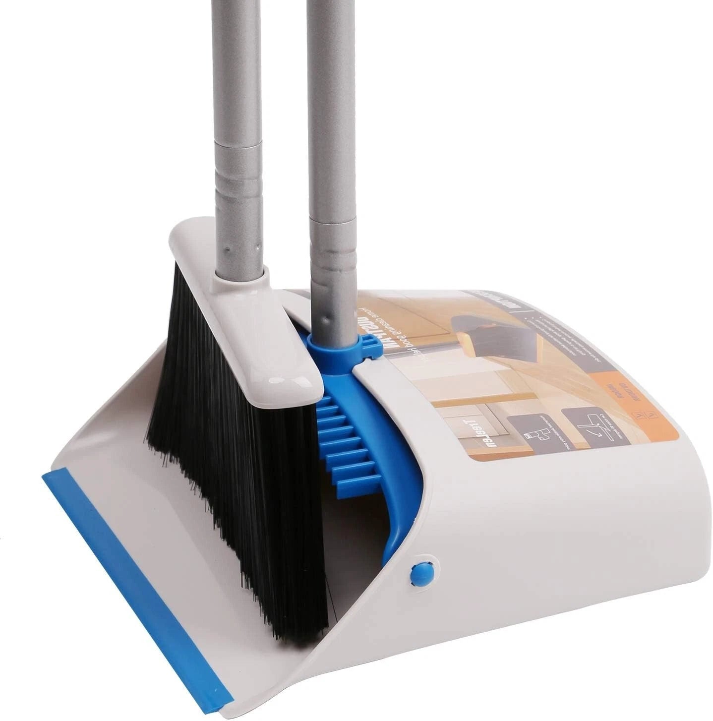 Durable Long Handle Broom with Dustpan Combo - Ideal for Indoor & Outdoor Use