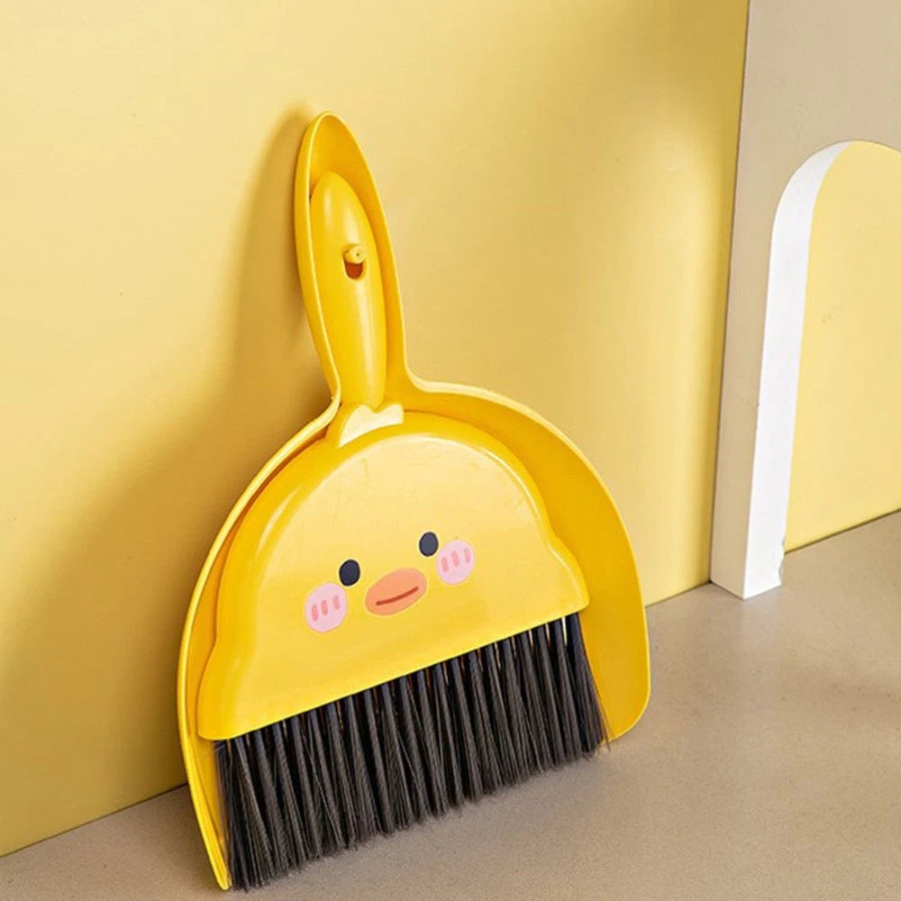 2 Sets Mini Broom Child Pupils Dustpan Brush Camping Desktop Cleaning