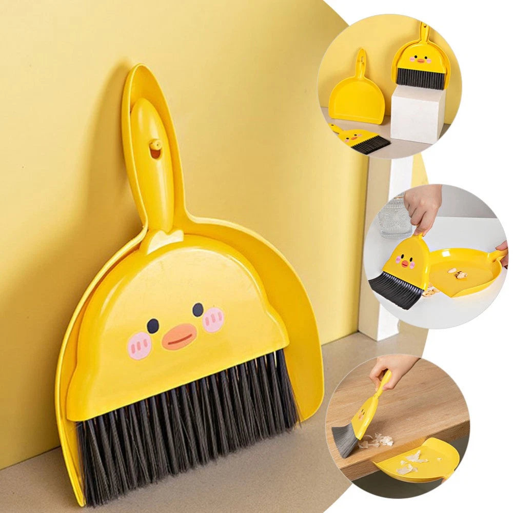 2 Sets Mini Broom Child Pupils Dustpan Brush Camping Desktop Cleaning