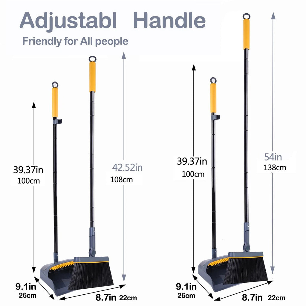JEHONN Broom and Dustpan Set for Home 54 Inches Long Handle Lightweight 180 D...