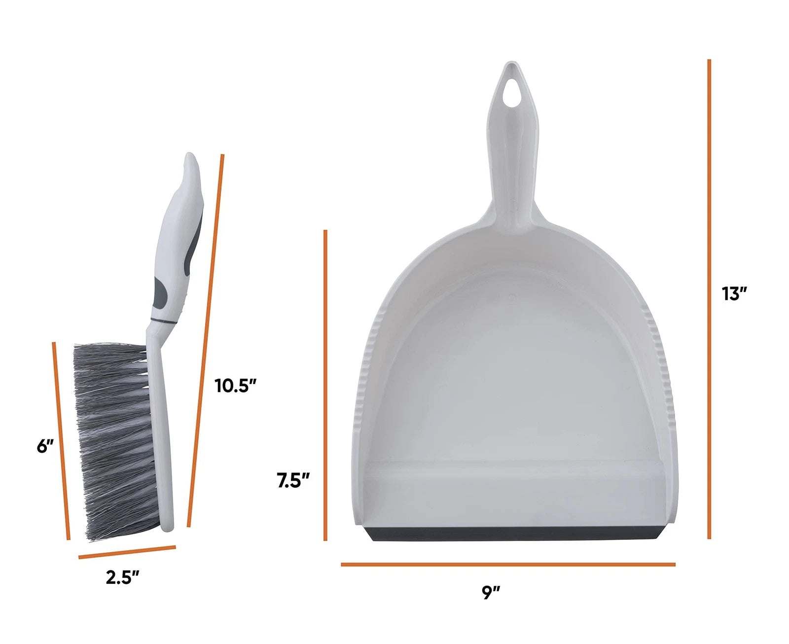 Brush and Dustpan Set, Rubber Edge for Easy Dirt Pickup, Durable Plastic Broo...