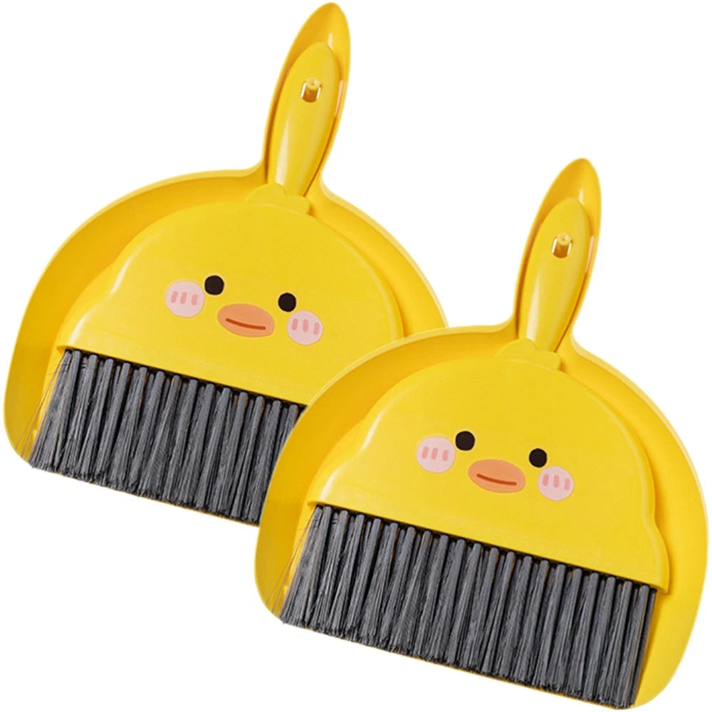 2 Sets Dustpan and Brush Mini Broom Pupils Child Kids Sweeping Toy Tabletop