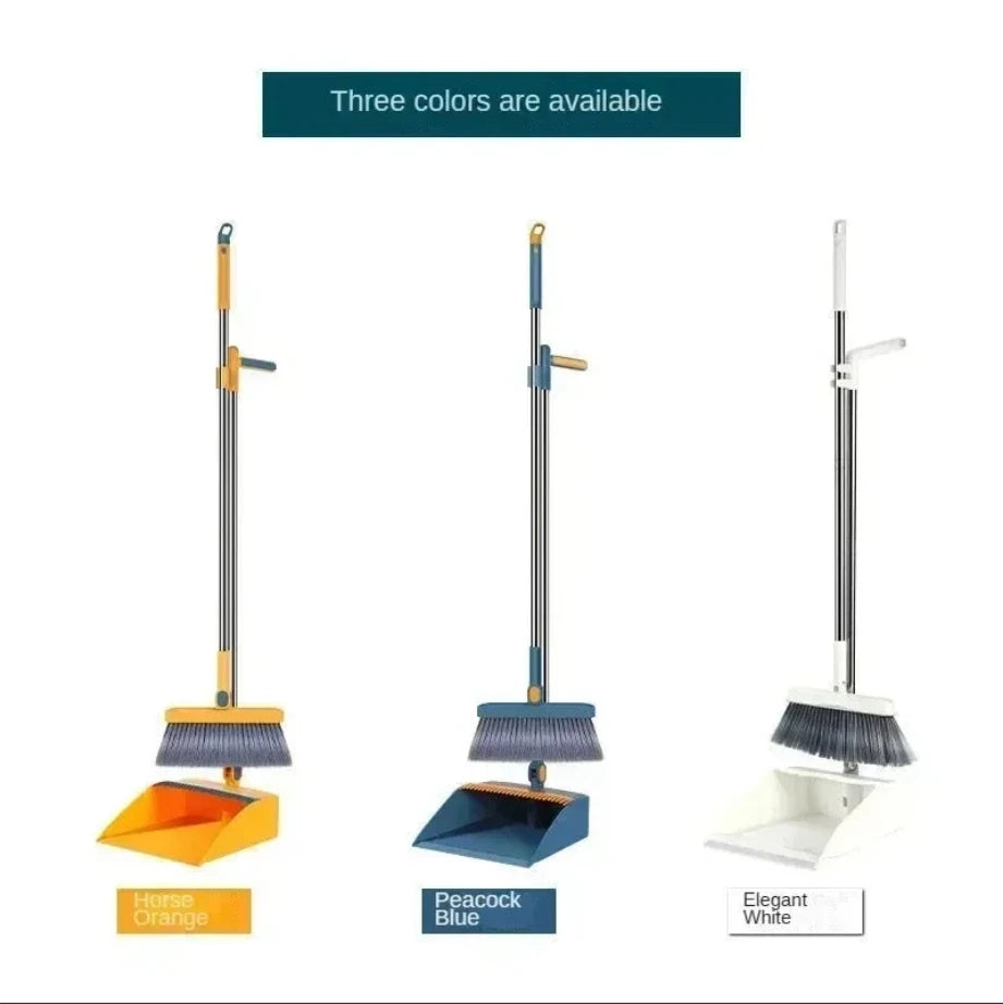 Broom Set with Dust Tray Foldable Easy to Store Dustpan Comb Design For Office