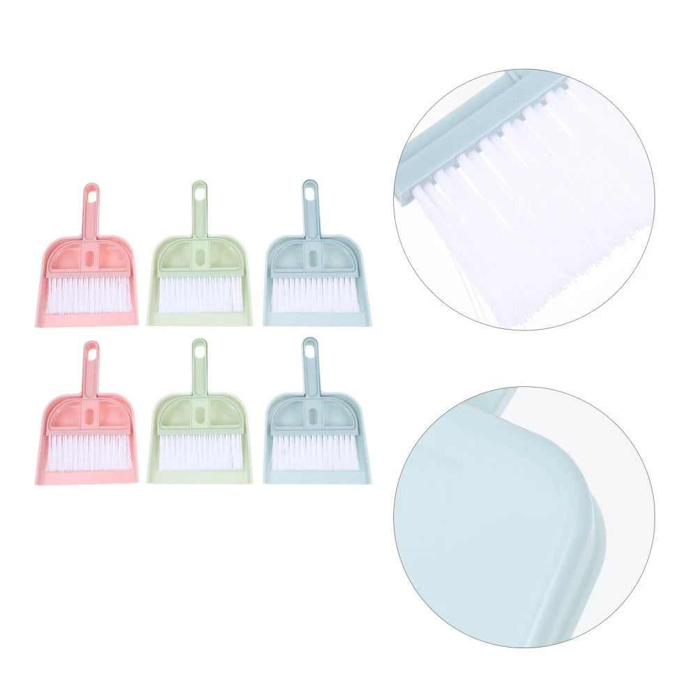 6 Sets of Mini Broom and Dustpan Cleaning Dustpan and Brush Desktop Cleaning