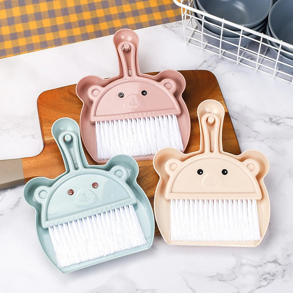 3 Sets Cartoon Broom Dustpan Mini for Desktop Cleaning Small Hand