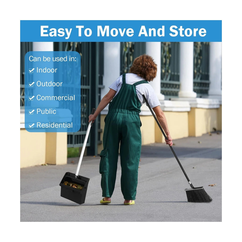 4 Set Broom and Dustpan Set 58 Inch Commercial Broom and Dustpan Combo Set He...