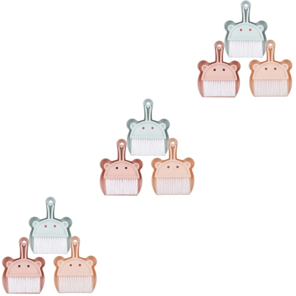 3 Sets Cartoon Broom Dustpan Portable Mini Dustpan Small Hand Broom-