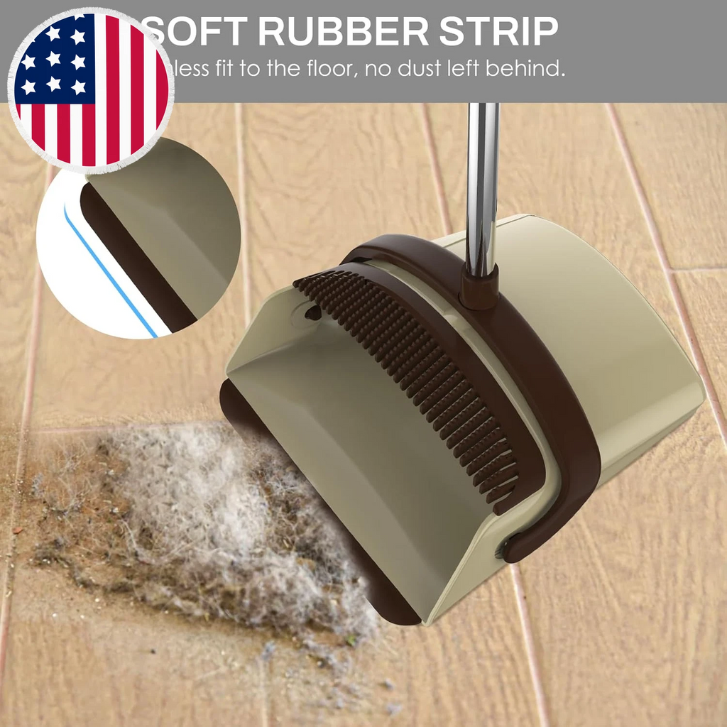 Broom and Dustpan Set for Home, 51-In Long Adjustable Handle Angle Broom and Dus