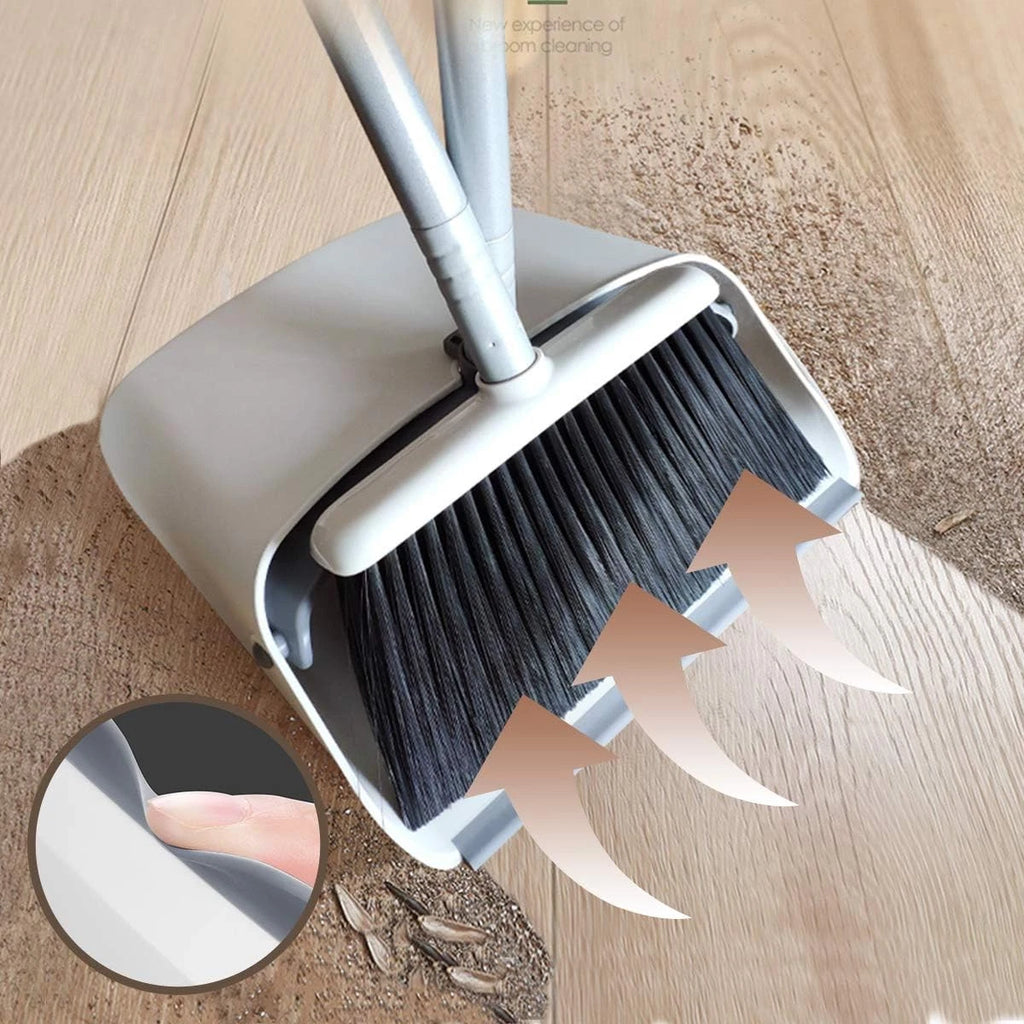 Broom and dustpan set, standing dustpan stand