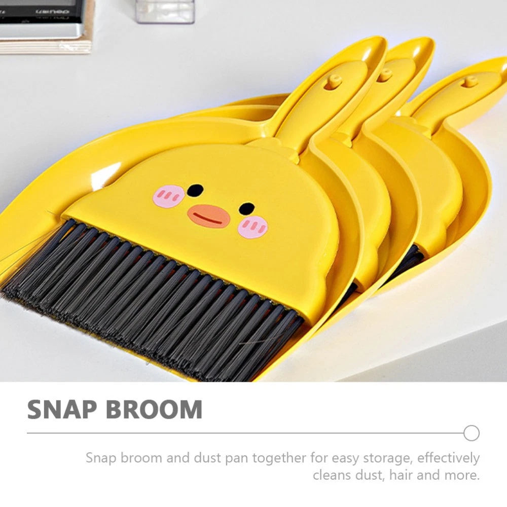 2 Sets Mini Broom Desktop Sweeping Tool Child Pupils Dustpan and Brush