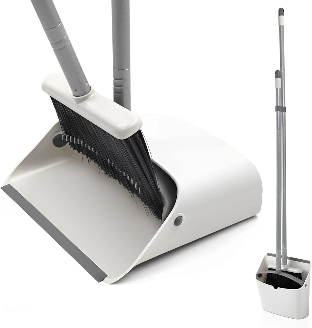 Broom and dustpan set, standing dustpan stand