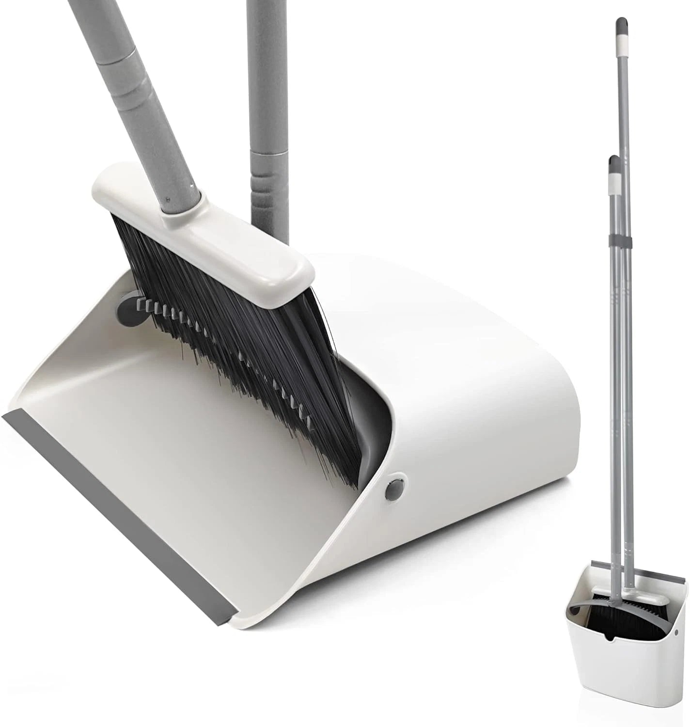 Broom and dustpan set, standing dustpan stand