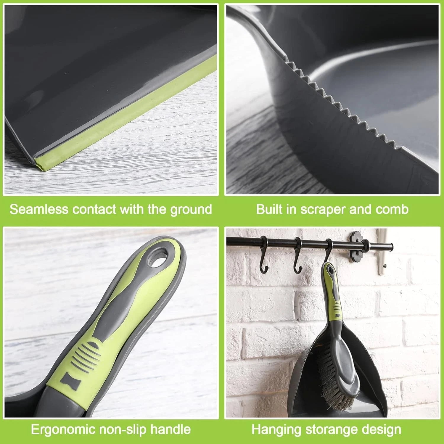 Set of 6 brooms and dustpans, small dustpan with broom,