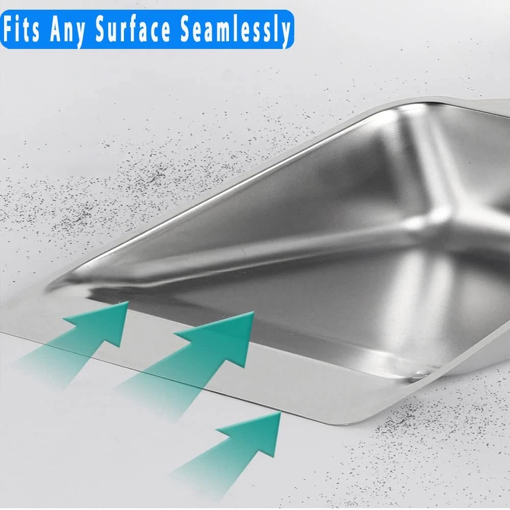 52" Long Handle Broom & 38" Heavy Duty Metal Dustpan Set for Home Kitchen