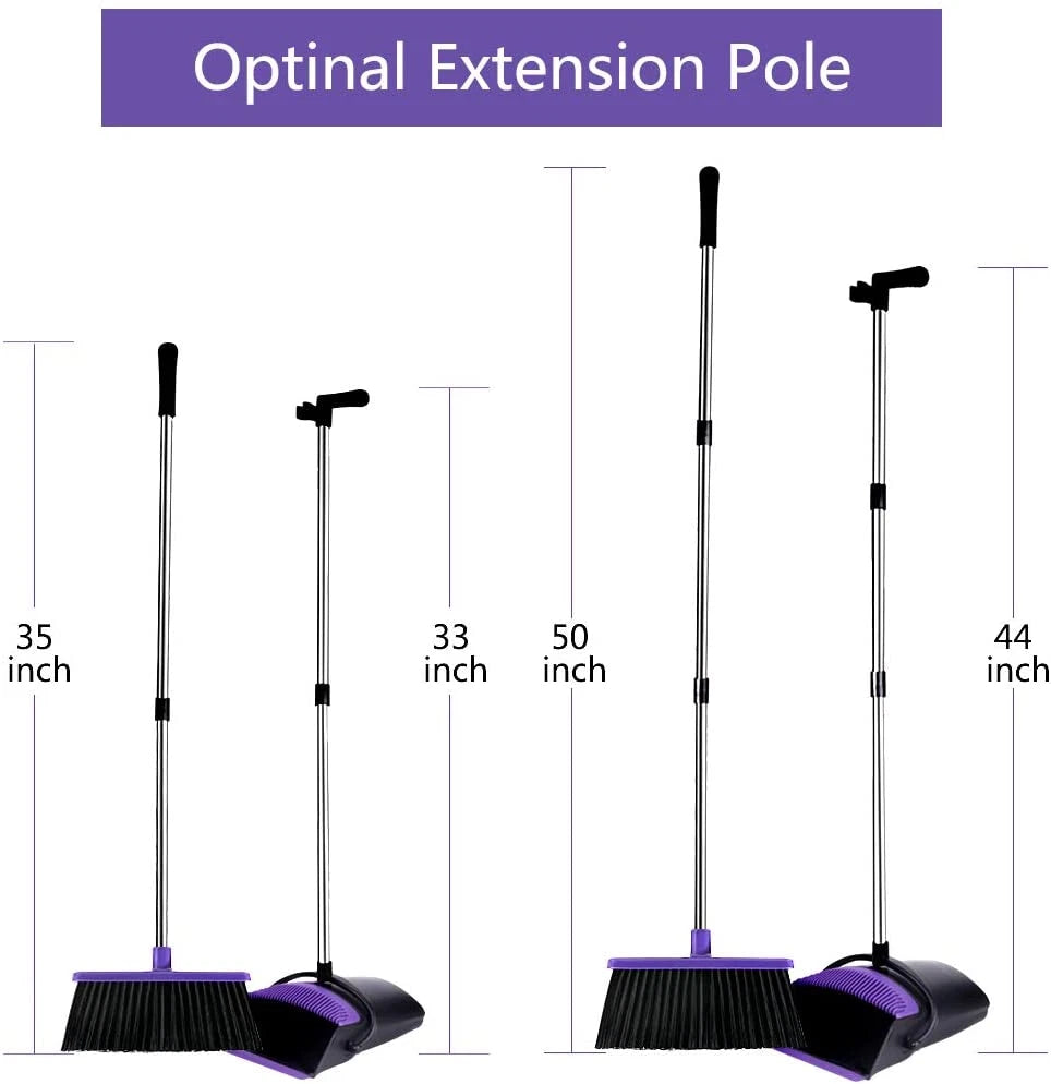 Broom and Dustpan Set Upright 50-In Broom Set Long Handle Self Cleaning Floor
