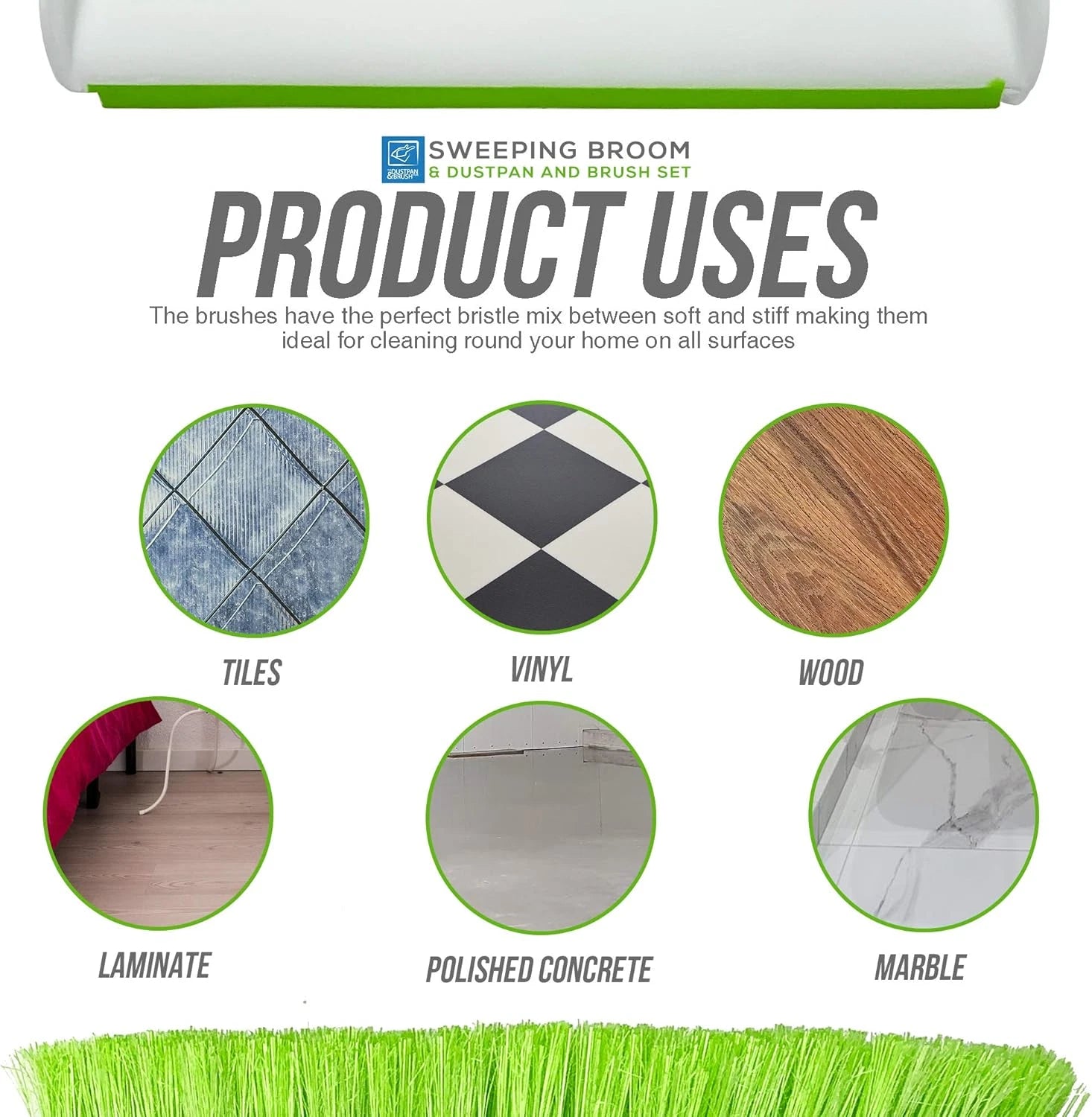 Sweeping Broom Indoor with Matching Dustpan and Brush Sets, Household Cleanin...