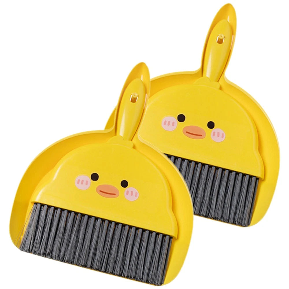 2 Sets Dustpan and Brush Mini Broom Pupils Kids Sweeping Toy Tabletop Small