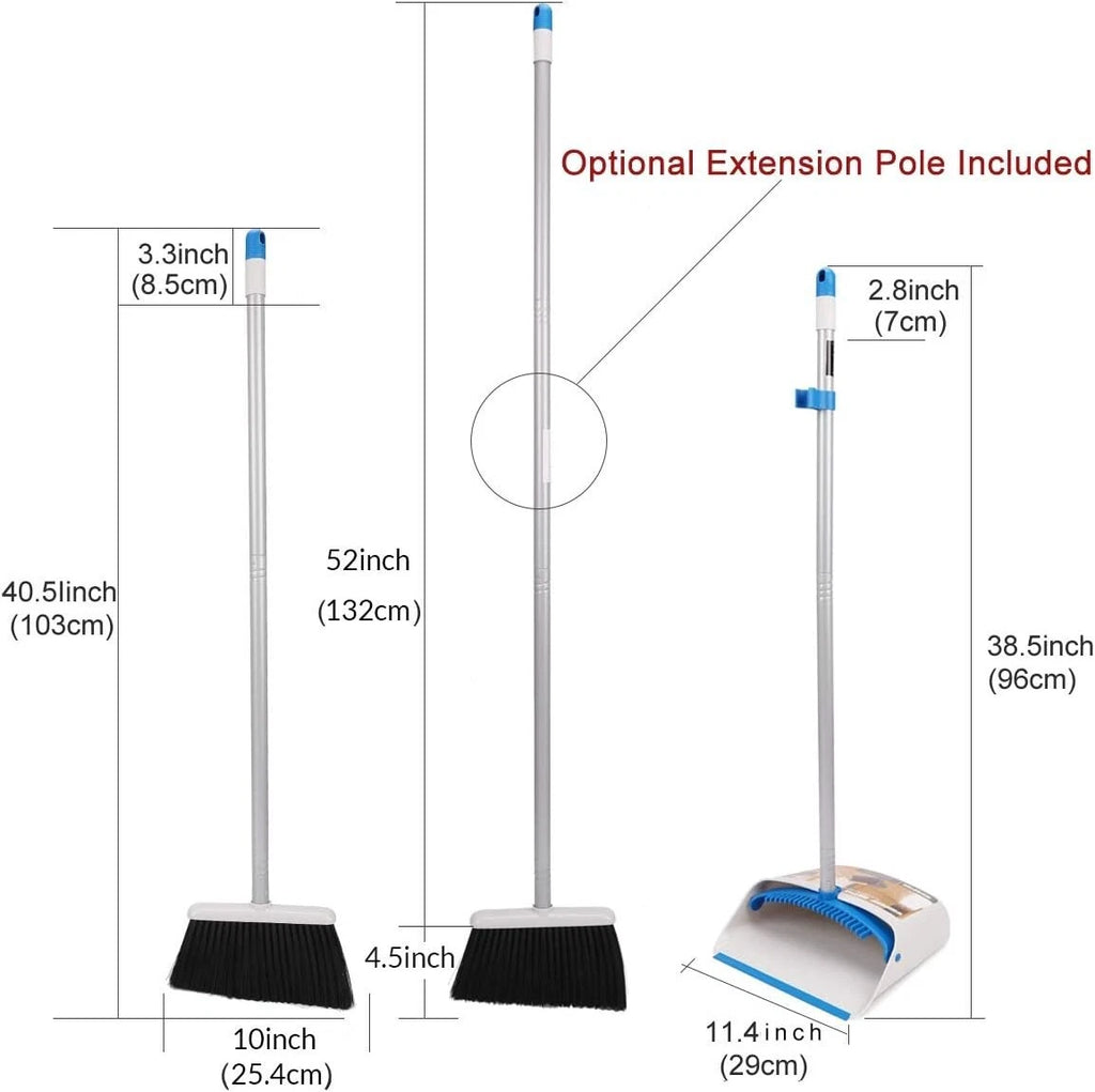 Durable Long Handle Broom with Dustpan Combo - Ideal for Indoor & Outdoor Use