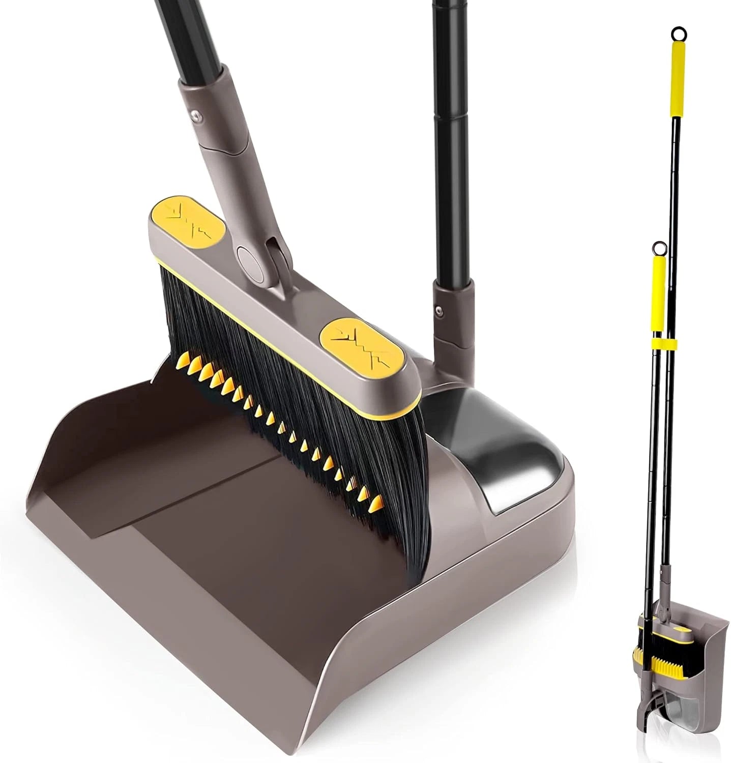 Broom and Dustpan Set for Home with 54 Inches Long Handle, Upright Stand Up Dust