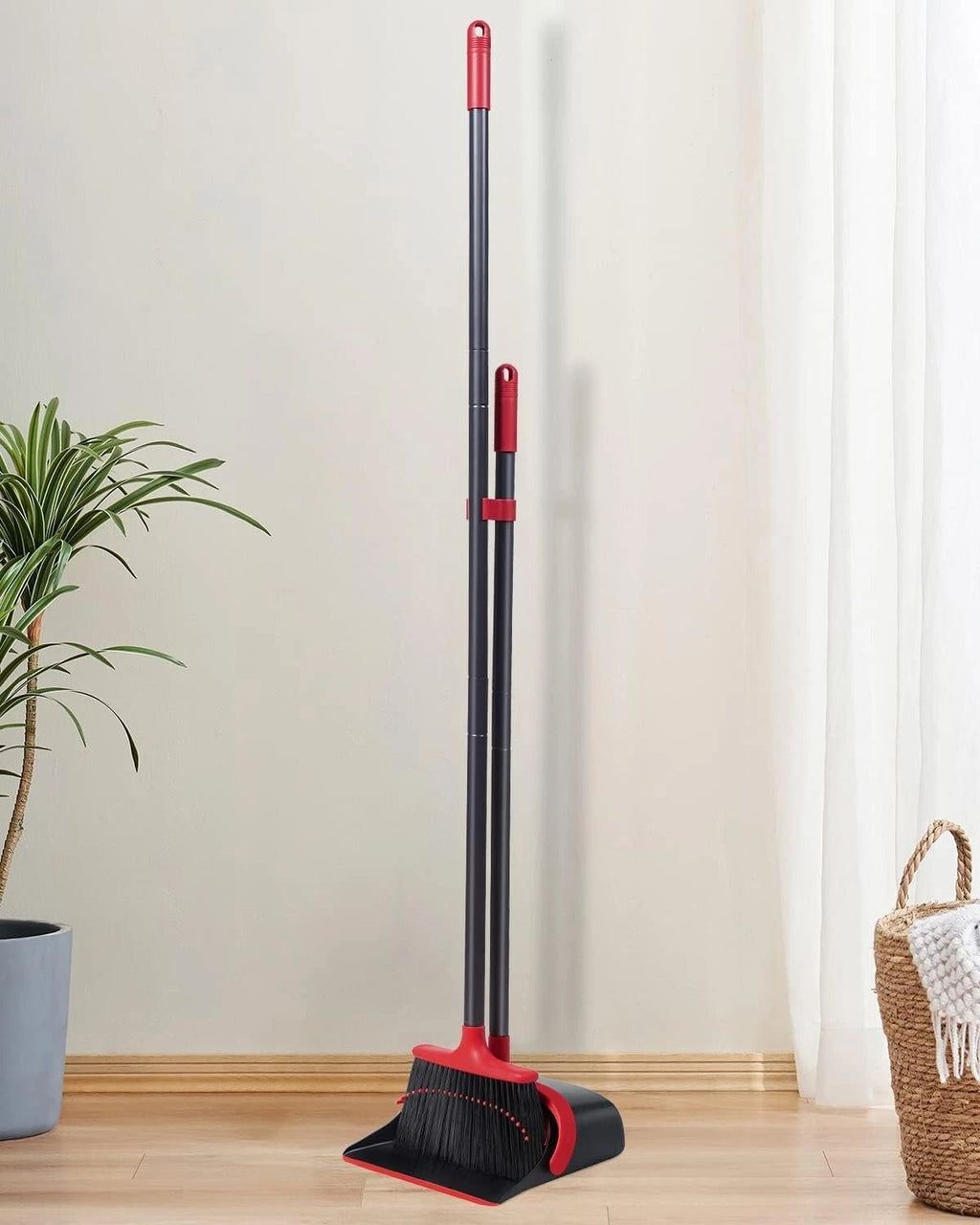 Broom & Dustpan Set for Home,52" Long Handle with Stand Up Dustpan for Kitchen..