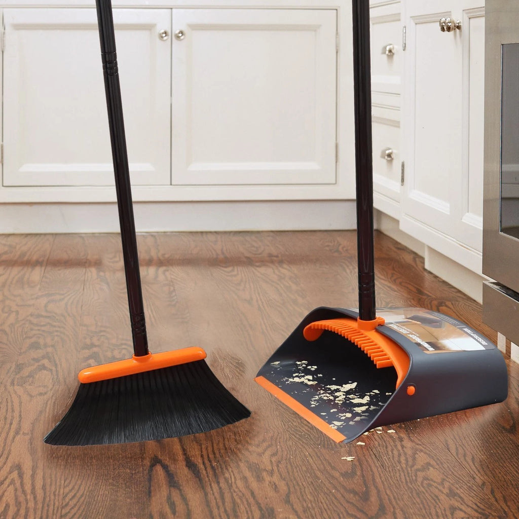 Broom and Dustpan Set 52" Handle Upright Stand for Home Office Lobby Floor