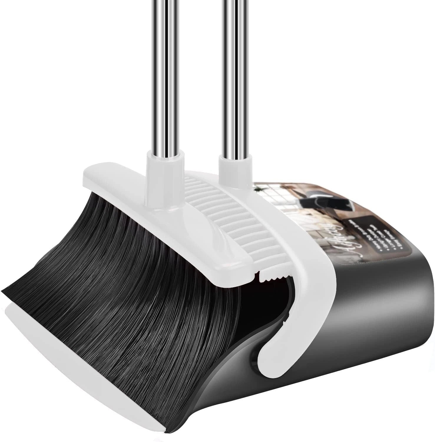 Effortless Cleaning with Long Handle Broom & Dustpan Set – Toothed Dustpan