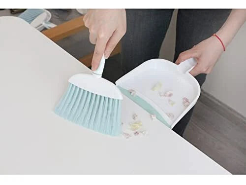 Dustpan and Brush Set Non-Slip Handle for Floor Surface Cleaning