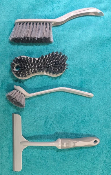 Comprehensive Cleaning Set - Large & Small Brooms, Dustpan, Squeegee & Brushes