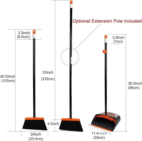 Broom and Dustpan Set for Home,Upright Broom and Dustpan Combo Sweep Set,,,,,,