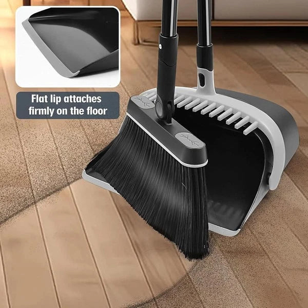 Multifunctional Broom Dustpan Set Swivel Head Extendable Handle Cleaning Fodable