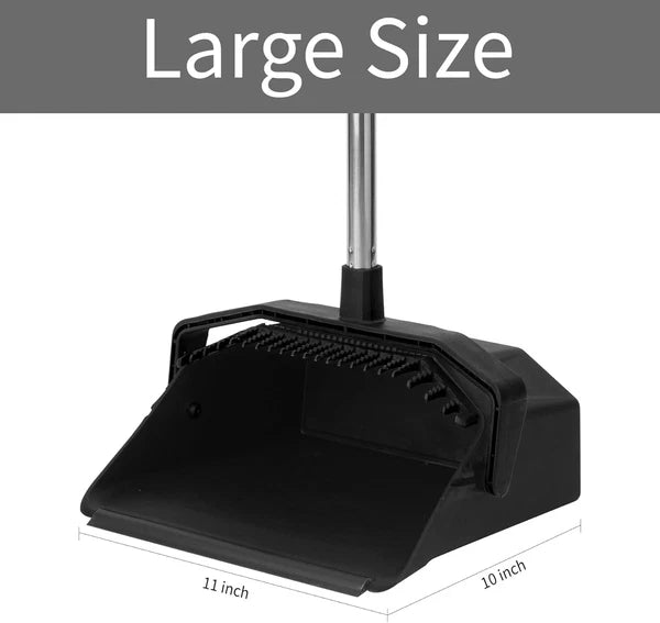 Space-Saving Broom & Dustpan Set - Long Handle, Heavy Duty Cleaning Tools